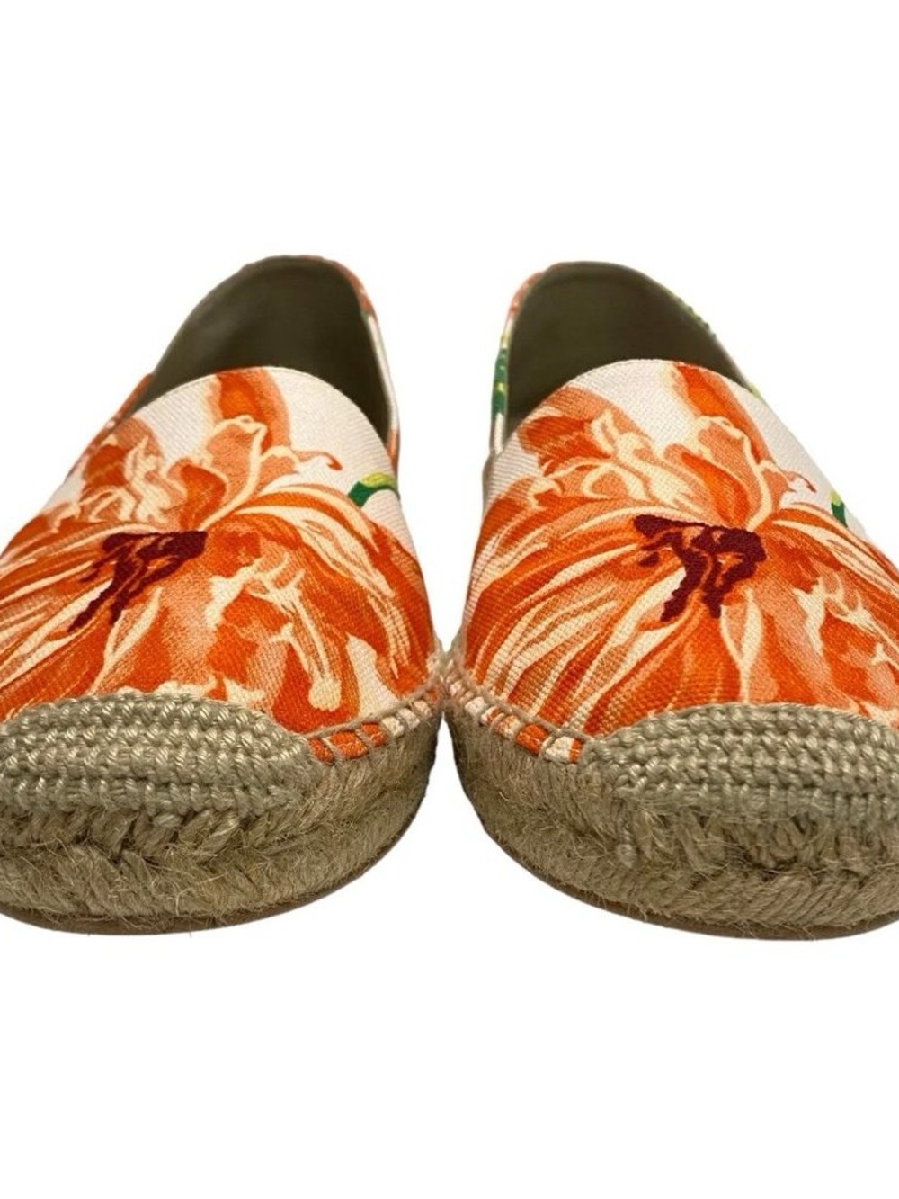 Stella McCartney Orange Floral Espadrille Slip-Ons